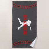 Baseball-Player-Silhouette mit Namen Bath Sports Strandtuch (Vorderseite)