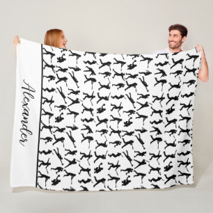 Baseball Player-Silhouette Schwarzweißname Fleecedecke