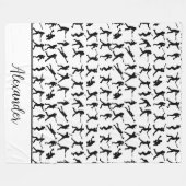 Baseball Player-Silhouette Schwarzweißname Fleecedecke (Vorderseite (Horizontal))