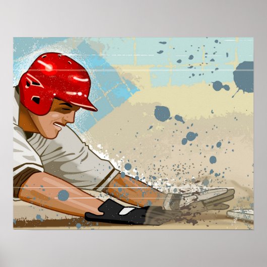 Baseball-Player-Sliding Poster (Vorne)