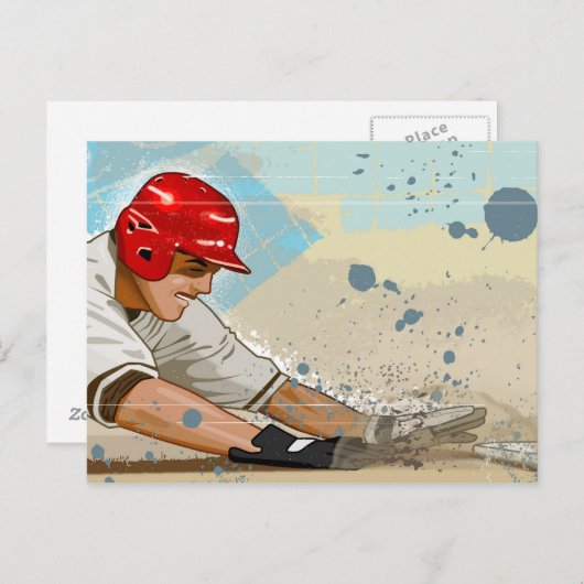 Baseball-Player-Sliding Postkarte (Vorne/Hinten)