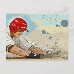 Baseball-Player-Sliding Postkarte