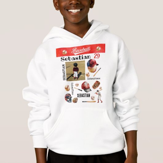 Baseball Player Software PERSONALISIERT Foto & Nam Hoodie (Vorderseite)