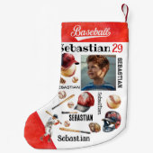 Baseball Player Software PERSONALISIERT Foto & Nam Kleiner Weihnachtsstrumpf (Rückseite)