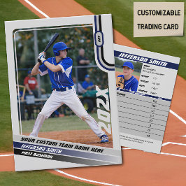 Baseball Player Trading Card Custom Blue Gray Telefonnummerkarte