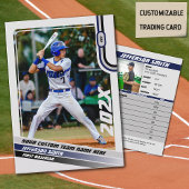 Baseball Player Trading Card Custom Blue Gray Telefonnummerkarte