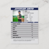 Baseball Player Trading Card Custom Blue Gray Telefonnummerkarte (Rückseite)