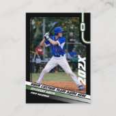 Baseball Player Trading Card Custom Green Gift Telefonnummerkarte (Vorderseite)