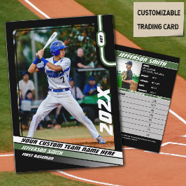 Baseball Player Trading Card Custom Green Gift Telefonnummerkarte
