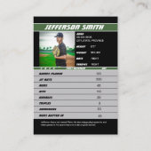 Baseball Player Trading Card Custom Green Gift Telefonnummerkarte (Rückseite)