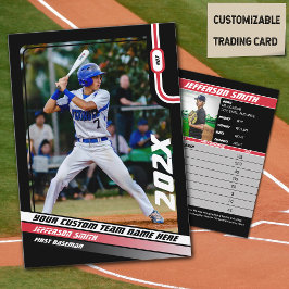 Baseball Player Trading Card Custom Red Gift Telefonnummerkarte