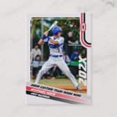 Baseball Player Trading Card Custom Red Gray Telefonnummerkarte (Vorderseite)