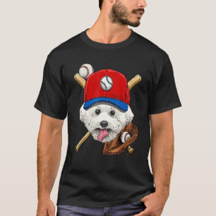 Baseball Player Trainer Bichon Frise Dog Pitch T-Shirt