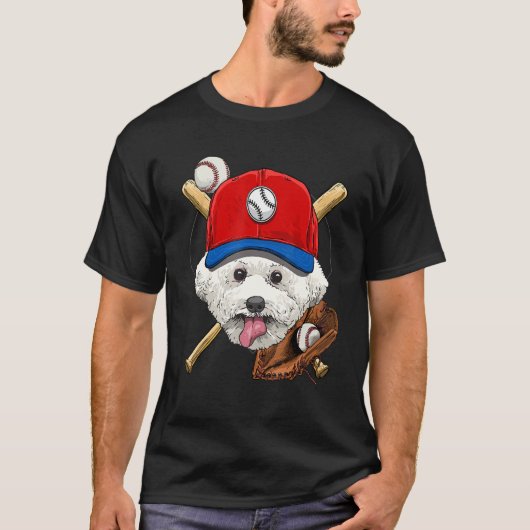 Baseball Player Trainer Bichon Frise Dog Pitch T-Shirt (Vorderseite)