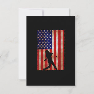 Baseball Player US Flag Patriotic Softball USA RSVP Karte