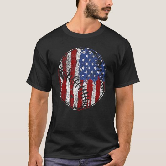 Baseball Player USA American Flag 4th Of July  USA T-Shirt (Vorderseite)