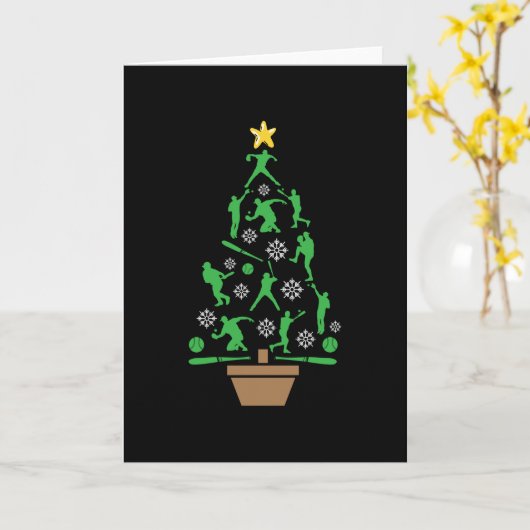 Baseball Player Weihnachtsbaum Karte (Gelbe Blume)