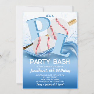Baseball Pool-Party-Bash-Geburtstag Einladung