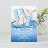 Baseball Pool-Party-Bash-Geburtstag Einladung (Stehend Vorderseite)