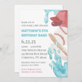 Baseball Pool Party Birthday Invitation Einladung (Vorne/Hinten)