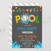 Baseball-Pool-Party Einladung (Vorne/Hinten)