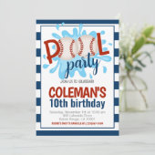 Baseball Pool Party Geburtstag Einladung (Stehend Vorderseite)