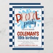 Baseball Pool Party Geburtstag Einladung (Vorne/Hinten)