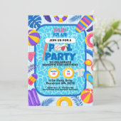 Baseball-Poolparty-Geburtstag Einladung (Stehend Vorderseite)