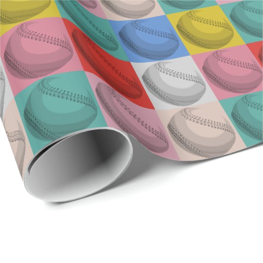 Baseball Pop Art Geschenkpapier (Rolleneckpunkt)