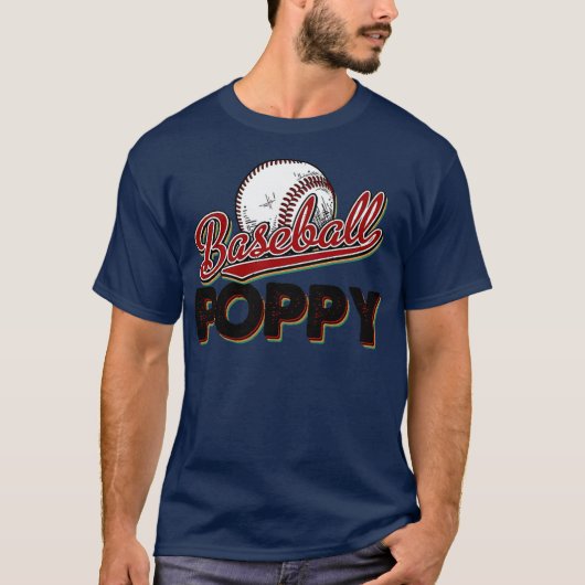 Baseball Poppy Retro Vintages Kinderspiel T-Shirt (Vorderseite)
