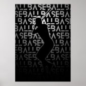 Baseball Poster Black and White | | Metal Look (Vorne)