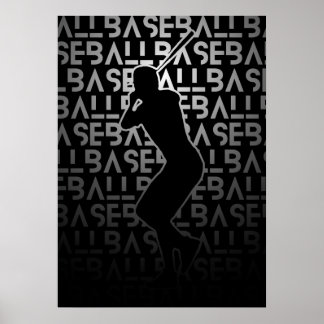 Baseball Poster Black and White | | Metal Look