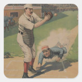 Baseball Poster Quadratischer Aufkleber (Vorderseite)