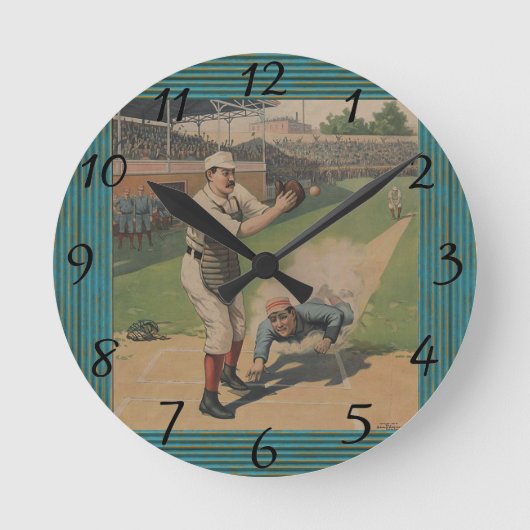 Baseball Poster Runde Wanduhr (Vorderseite)