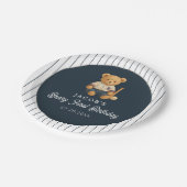 Baseball Preppy Bear 1. Geburtstag Pappteller (Schrägansicht)