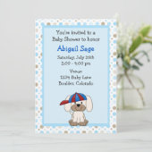 Baseball Puppy Baby Dusche Einladung (Stehend Vorderseite)