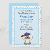 Baseball Puppy Baby Dusche Einladung (Vorne/Hinten)