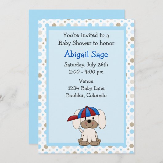 Baseball Puppy Baby Dusche Einladung (Vorne/Hinten)