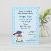 Baseball Puppy Baby Dusche Einladung (Stehend Vorderseite)