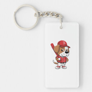 Baseball Puppy-Cartoon Schlüsselanhänger