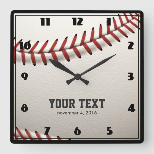 Baseball Quadratische Wanduhr (Vorderseite)