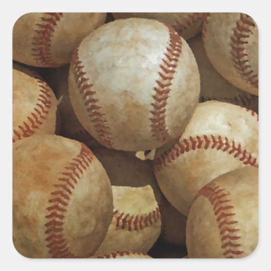 Baseball Quadratischer Aufkleber (Vorderseite)