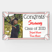 Baseball Red & Black One Foto Abschluss Banner (Horizontal)