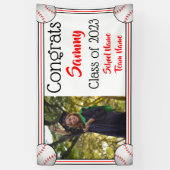 Baseball Red & Black One Foto Abschluss Banner (Vertikal)