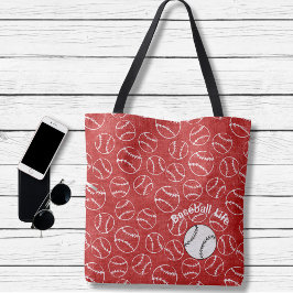 Baseball Red Over All Print Bag Tasche