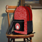 Baseball Red Print Bedruckter Rucksack