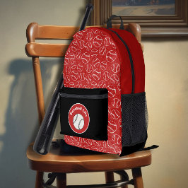 Baseball Red Print Bedruckter Rucksack