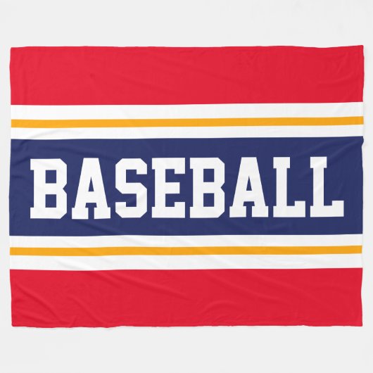 BASEBALL Red White Navy Blue Athletic Stripes Fleecedecke (Vorderseite (Horizontal))