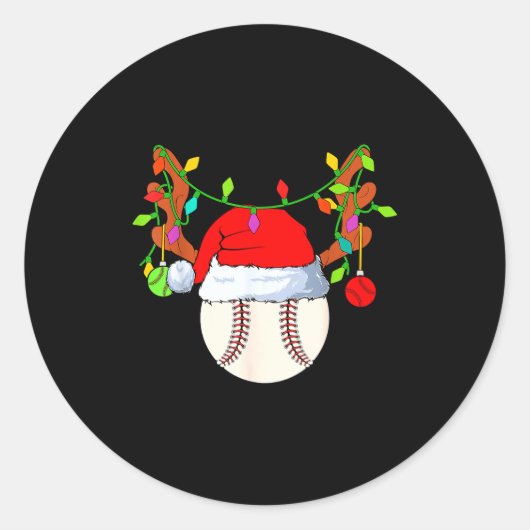 Baseball Reindeer Santa Hat Christmas Runder Aufkleber (Vorderseite)