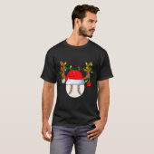 Baseball Reindeer Santa Hat Christmas T-Shirt (Vorne ganz)